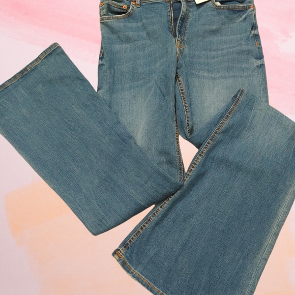 Zara signature denim skinny flare high rise jeans 10